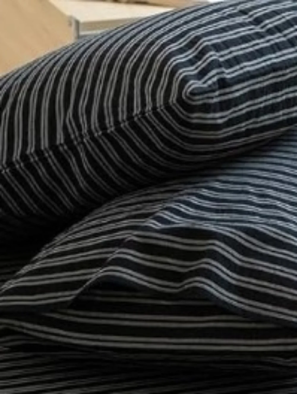 Striped Black and Light Gray Pinstriped Duvet Cover